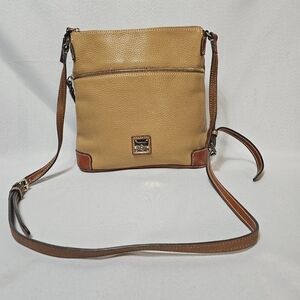 Vintage Dooney & Bourke Pebbled Leather Crossbody Bag | Camel & Saddle Brown